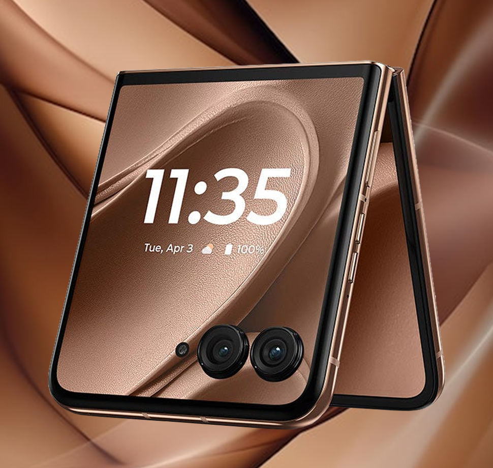 Ein Smartphone in der Farbe Mocha Mousse.