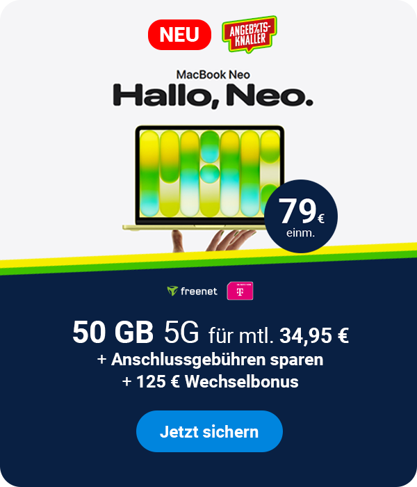 Macbook Neo +50 GB 5G f�r nur 39,95�