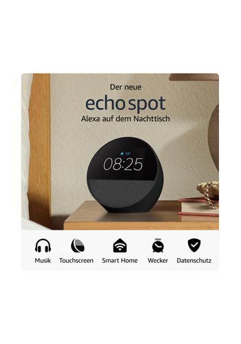 Amazon Echo Spot Smart Clock (2024) Black, B0C2S2J7JP