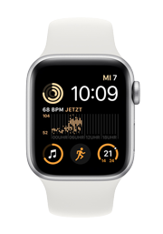 Apple Watch SE Aluminium GPS + Cellular Silver, Sportarmband White, MNPP3FD/A, 40mm