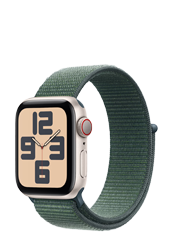 Apple Watch SE GPS + Cellular Starlight Aluminium, Lake Green Sport Loop, MXGH3QF/A, 40mm