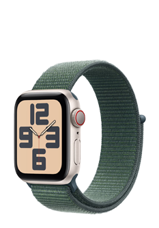 Apple Watch SE GPS + Cellular Starlight Aluminium, Lake Green Sport Loop, MXGH3QF/A, 40mm