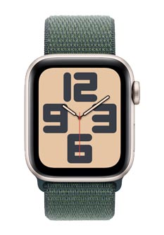 Apple Watch SE GPS + Cellular Starlight Aluminium, Lake Green Sport Loop, MXGH3QF/A, 40mm