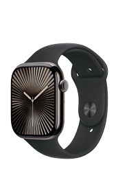 Apple Watch Series 10 GPS + Cellular Slate Titanium, Black Sport Band S/M, MWYD3QF/A, 46mm