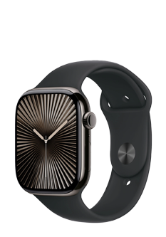 Apple Watch Series 10 GPS + Cellular Slate Titanium, Black Sport Band S/M, MWYD3QF/A, 46mm