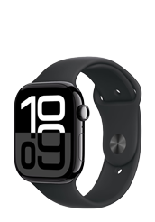 Apple Watch Series 10 GPS Jet Black Aluminium, Black Sport Band M/L, MWWQ3QF/A, 46mm