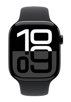 Apple Watch Series 10 GPS Jet Black Aluminium, Black Sport Band M/L, MWWQ3QF/A, 46mm