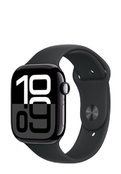 Apple Watch Series 10 GPS Jet Black Aluminium, Black Sport Band S/M, MWWP3QF/A, 46mm