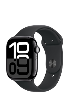 Apple Watch Series 10 GPS Jet Black Aluminium, Black Sport Band S/M, MWWP3QF/A, 46mm