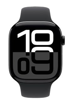 Apple Watch Series 10 GPS Jet Black Aluminium, Black Sport Band S/M, MWWP3QF/A, 46mm
