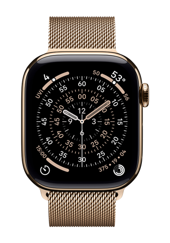 Apple Watch Series 11 GPS + Cellular Gold Titanium, Gold Milanese Loop M/L, MF8Y4ZR/A, 42 mm
