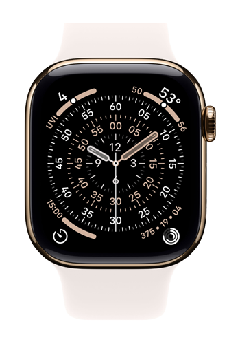 Apple Watch Series 11 GPS + Cellular Gold Titanium, Light Blush Sport Band S/M, MF8W4ZR/A, 42 mm