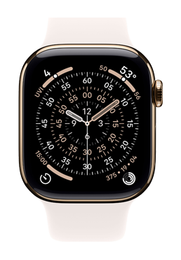 Apple Watch Series 11 GPS + Cellular Gold Titanium, Light Blush Sport Band S/M, MFD54ZR/A, 46 mm