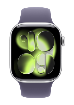 Apple Watch Series 11 GPS + Cellular Silver Aluminium, Purple Fog Sport Band S/M, MF8H4ZR/A, 42mm