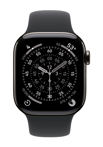 Apple Watch Series 11 GPS + Cellular Slate Titanium, Black Sport Band M/L, MFD24ZR/A, 46 mm