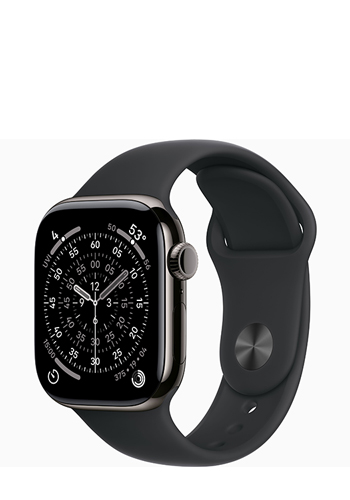 Apple Watch Series 11 GPS + Cellular Slate Titanium, Black Sport Band S/M, MFD14ZR/A, 46 mm