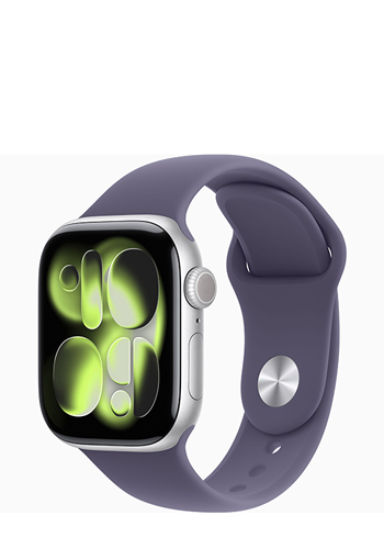 Apple Watch Series 11 GPS Silver Aluminium, Purple Fog Sport Band M/L, MEVA4ZR/A, 46 mm