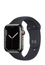 Apple Watch Series 7 Edelstahl GPS + Cellular Graphite, Sportarmband Midnight, MNAX3FD/A, 45mm