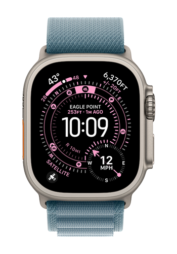 Apple Watch Ultra 3 GPS + Cellular Natural Titanium, Light Blue Alpine Loop Large, MEWP4QF/A, 49 mm
