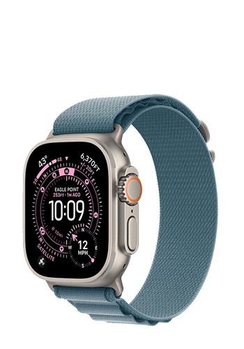 Apple Watch Ultra 3 GPS + Cellular Natural Titanium, Light Blue Alpine Loop Large, MEWP4QF/A, 49 mm