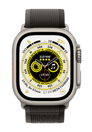 Apple Watch Ultra Titanium GPS + Cellular Titanium, Trail Loop Black/Grey S/M, MQFW3FD/A, 49mm