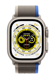 Apple Watch Ultra Titanium GPS + Cellular Titanium, Trail Loop Blue/Grey S/M, MNHL3FD/A, 49mm