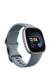 FitBit Versa 4 Fitnesstracker mit Armband Waterfall Blue / Platinum Aluminum, FB523SRAG