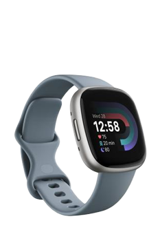 FitBit Versa 4 Fitnesstracker mit Armband Waterfall Blue / Platinum Aluminum, FB523SRAG