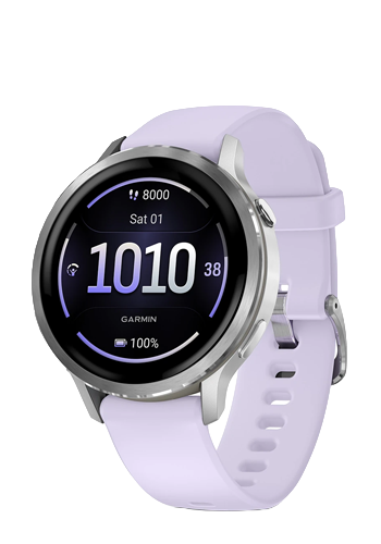 Garmin VENU 4 GPS-Fitness-Smartwatch, 41mm Silver - Periwinkle, 010-03013-01