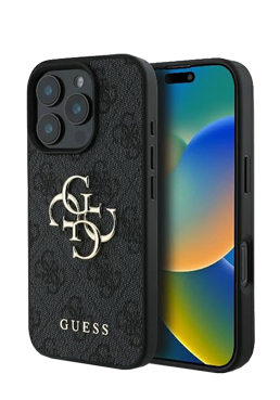 GUESS Hard Cover 4G Big Metal Logo Grey, f�r Apple iPhone 16 Pro, GUHCP16L4GMGGR