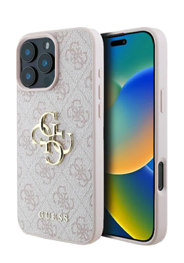 GUESS Hard Cover 4G Big Metal Logo Pink, f�r Apple iPhone 16 Pro, GUHCP16L4GMGPI
