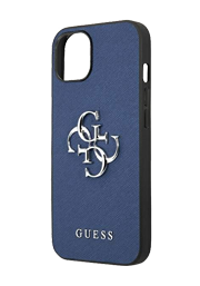 GUESS Hard Cover Saffiano 4G Big Metal Logo Blue, for iPhone 13, GUHCP13MSA4GSBL
