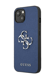 GUESS Hard Cover Saffiano 4G Big Metal Logo Blue, for iPhone 13 Mini, GUHCP13SSA4GSBL