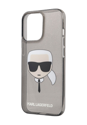 Karl Lagerfeld Hard Cover Karl Head Full Glitter Black, for iPhone 13 Pro Max, KLHCP13XKHTUGLB