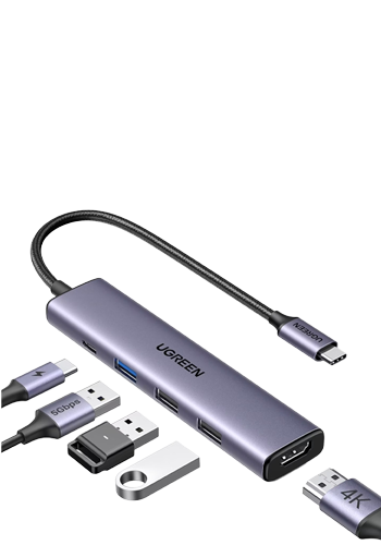 UGREEN USB-C Hub 100W PD Grey, 5-in-1